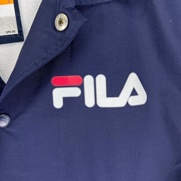 New FILA Men US M Navy Sports Coach Jacket Long Sleeves Windbreaker - Picture 5 of 9